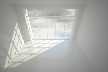 Blue sky seen through window