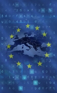 Naklejki European union flag with binary codes