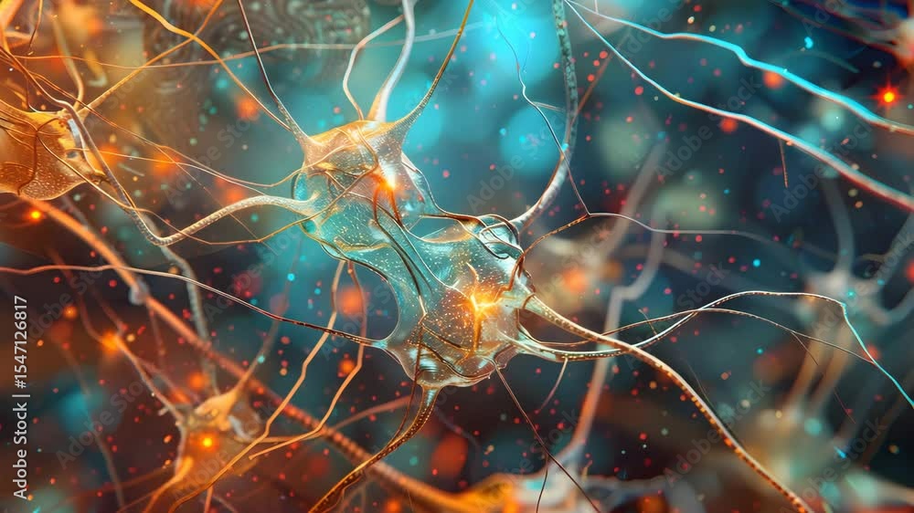 Poster dynamic neural activity visualization in a digital context, sci-fi inspired, abstract, close-up view