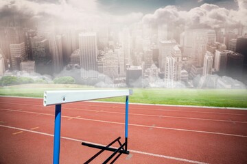 Composite image of track against city