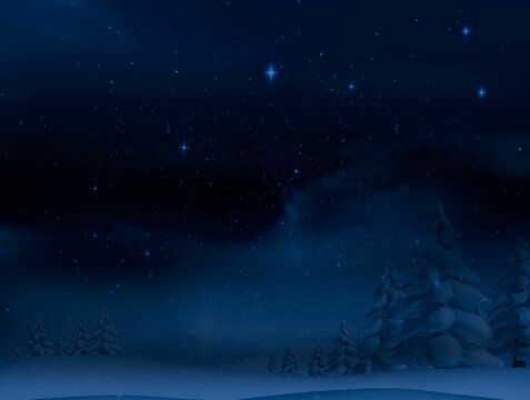 Fototapeta Digitally generated Night sky over forest