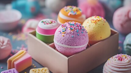 Bath bombs, Bath bomb, Gift box, Colorful Bath Bombs in Gift Box