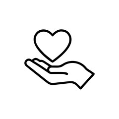Outline Icon Hand Holding Heart Charity Social Welfare Symbol vector