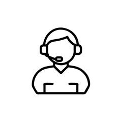 Outline Icon of Person Wearing Headset Providing Charity Social Welfare Support vector