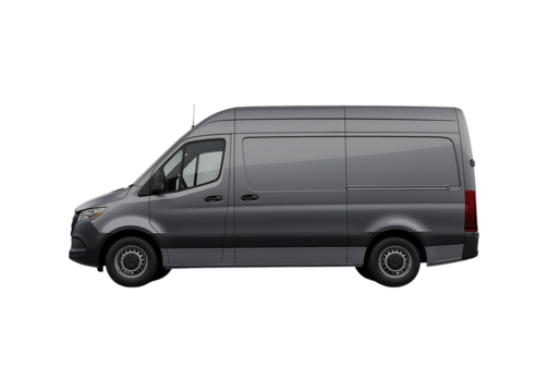 Grey sprinter van isolated on a transparent background.