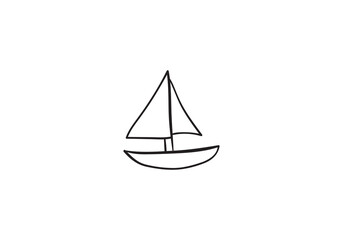 Fototapeta premium A very simple, minimalist, and hand-drawn vector illustration of a sailboat