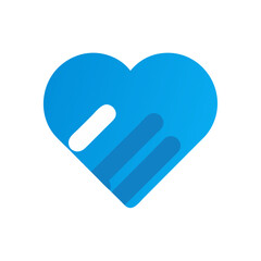 Blue Heart Shape Graphic with and Blue Handprint Design Social Welfare Charity Symbol
