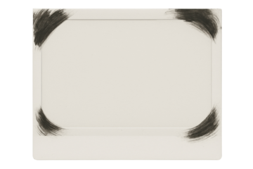 Blank beige card with black brush stroke corners on white background