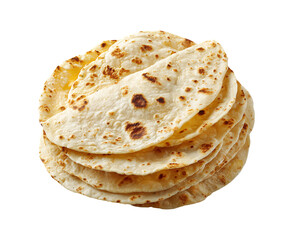 Piadina, round italian tortilla isolated on a transparent background.
