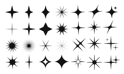 Collection of Star Icons and Silhouettes