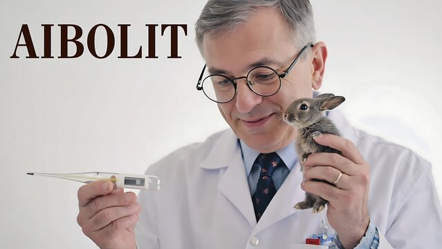 Veterinarian examining a rabbit - Powered by Adobe