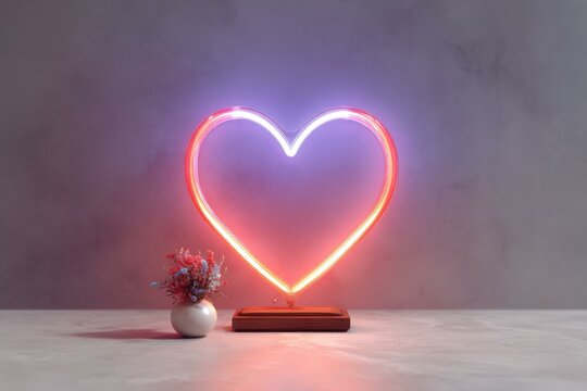 Naklejki Neon Heart Shape Light Romantic Decoration