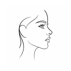 Black Line Art Woman Profile Elegant Minimalist Headshot