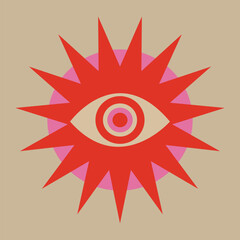 Retro abstract psychedelic eye design element vector