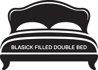 Twin Bed solid icon design on a white background. This black flat icon