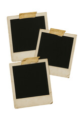 Three vintage photo frames with adhesive tape isolated PNG with Transparent Background