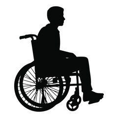 Black Silhouette Person Wheelchair Sitting Side View