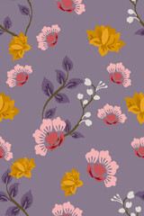 Obraz premium Ikat seamless floral pattern , Motif ethnic floral seamless textil, embroidery, print striped ornament floral, pattern, design for wrapping, silk, scarf, background, text