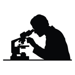 Black Silhouette Scientist Using Microscope science