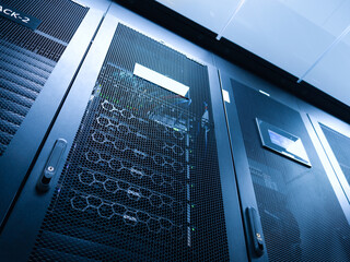 High-Tech Server Rack in Data Center