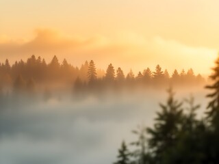 Obraz premium Serene Misty Forest Landscape with Golden Morning Light – Ultra HD Nature Background