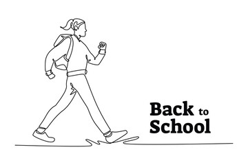 Fototapeta premium Back to school concept. Single line draw design. Vector graphic illustration