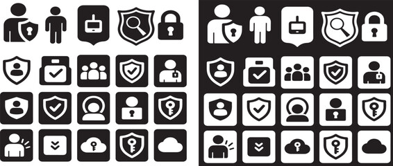 Security and Privacy Icon Pack — User Access, Cloud Protection, and Shield Vector Set