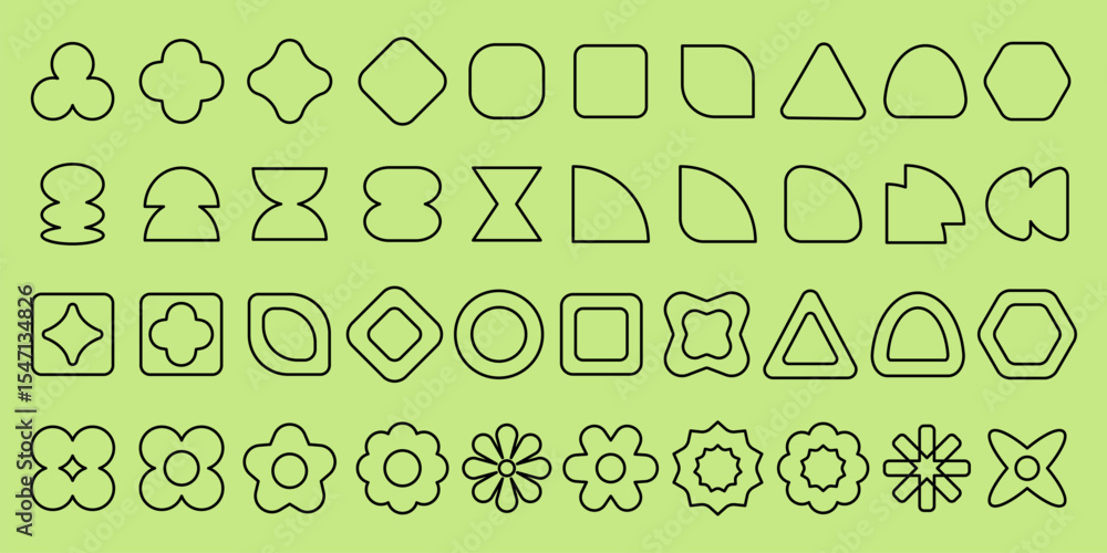 Poster vectors. collection of abstract shapes in various forms. geometric shapes include circles, squares, 