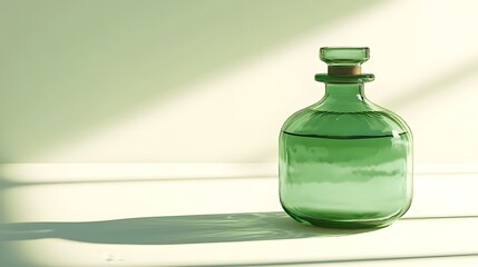 Green glass bottle, Bottle, Glass, Green Glass Bottle with Liquid in Sunlight