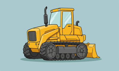 Yellow Bulldozer Cartoon Illustration