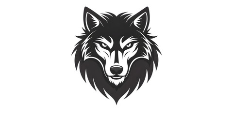 Fototapeta premium Flat and minimal angry Wolf front view of a silhouette on a transparent background