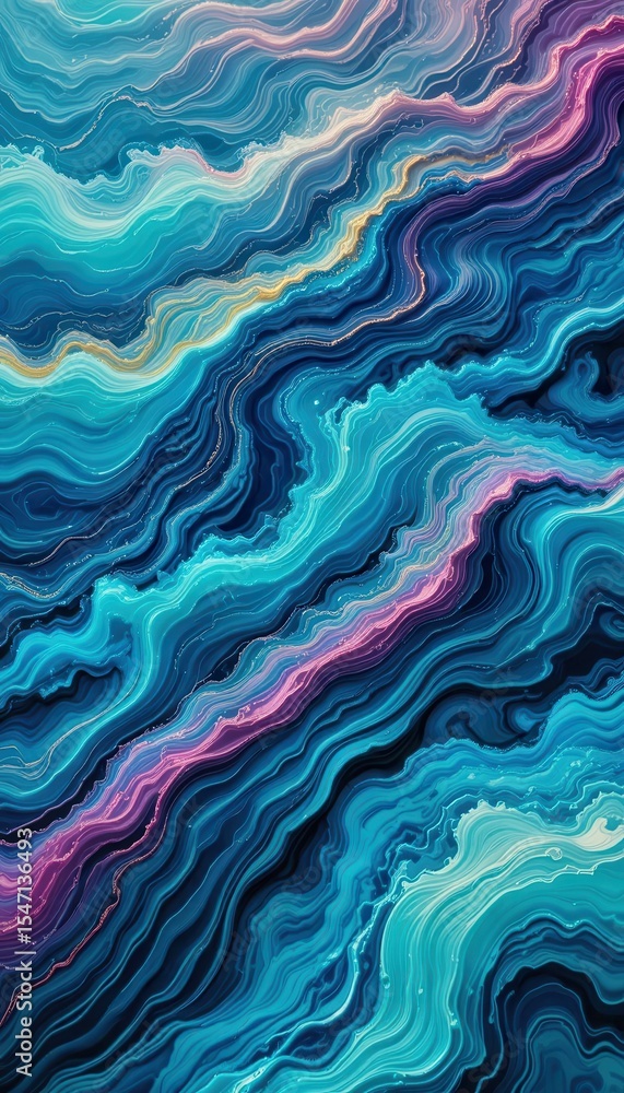 Poster colorful abstract waves creating a serene phone background design