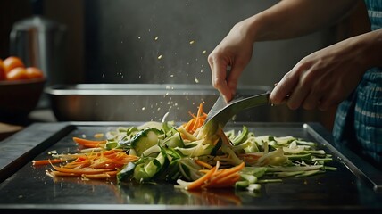 Energetic Sequence of Vegetables Chopped, Stirred, and Simmered to Upbeat Music