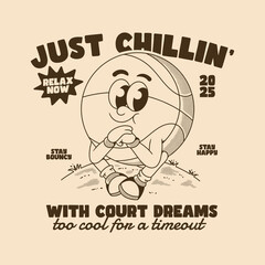 Cool Basketball Character Just Chillin' Outside Court