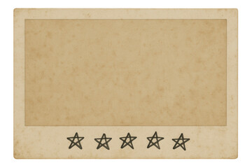 Vintage photo frame with five star symbols isolated PNG with Transparent Background