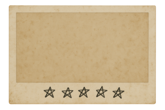Vintage photo frame with five star symbols isolated PNG with Transparent Background