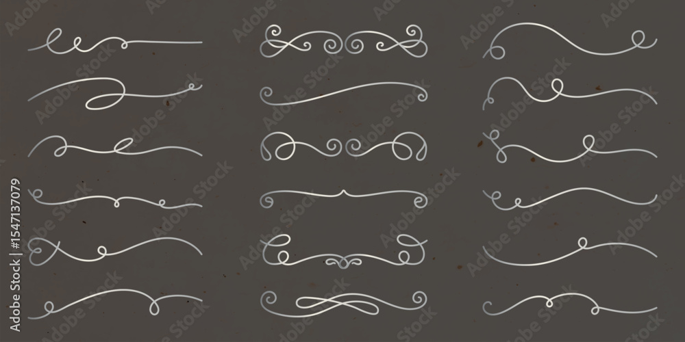 Poster vector set. elegant line dividers in various swirls and curls. decorative line dividers perfect for 