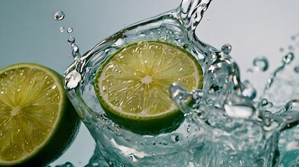 Macro Shot of Soda Fizz Bubbling Beside Fresh Lime Slice in Refreshing Detail
