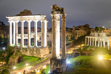 Beautiful night view of Rome, Italy