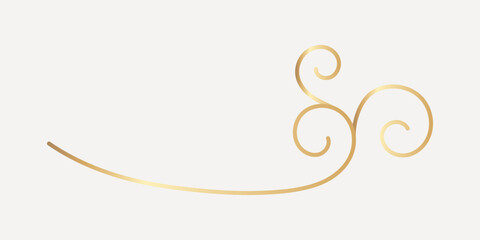 Elegant gold swirl design, hand drawn vector