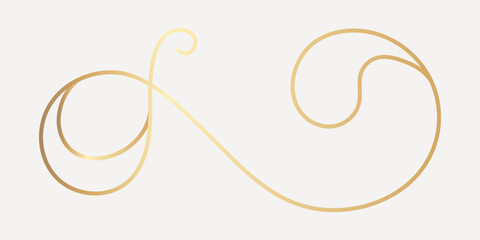 Elegant gold swirl design, hand drawn vector