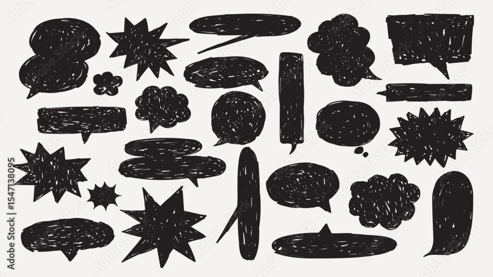 Aufkleber collection of black speech bubbles in various shapes. speech bubbles in different styles. speech bub