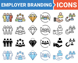 Employer branding banner icon set with multiple style collection.