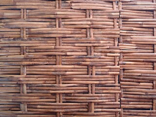 Handmade bamboo weaving commonly used as partition walls