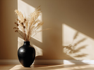 Vase with Dried Plants in Sunlight Minimalist Home Decor Still Life