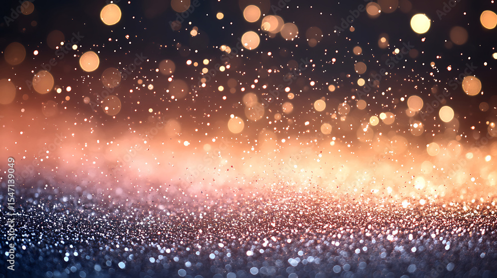 Poster elegant festive background with golden bokeh and sparkling glitters creating a luxurious and magical