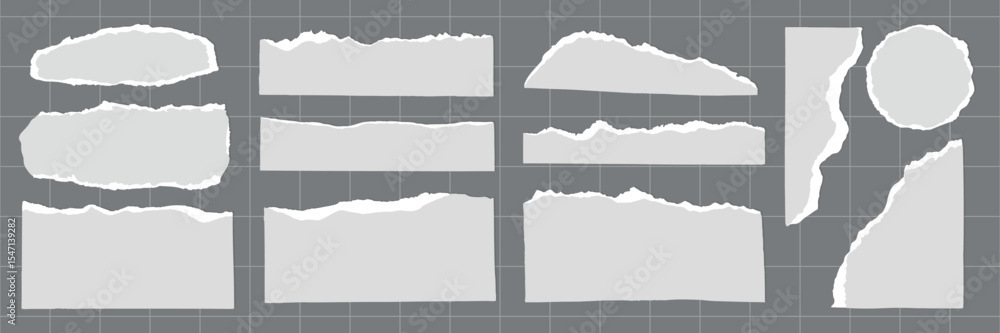 Poster collection of torn paper edges. torn paper in various shapes. realistic torn paper texture. perfect 