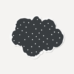 Black cloud sticker with white dots, element vector