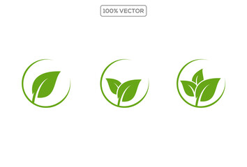 Green leaf ecology nature element vector icon, Leaf Icon, green leaf collection illustration