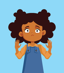 Sad Unhappy Girl Feeling Trapped Vector Cartoon Character. Lonely kid being dejected and sorrowful